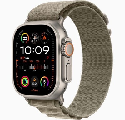 Apple Watch Ultra 2 49mm Titan Natur Alpin Loop Olive M MREY3FD/A OVP