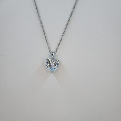 Samuel Aaron Heart Cut Cubic Zirconia Pendant and Chain, Sterling Silver