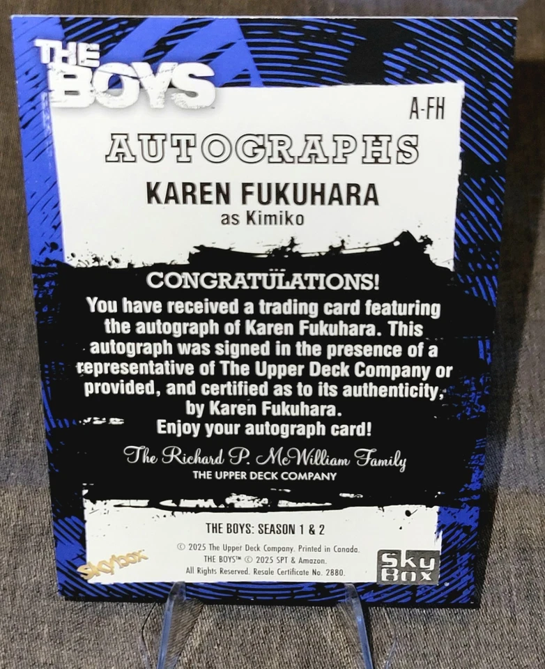 2025 Skybox The Boys S1&2 - Karen Fukahara AS Kimiko #A-FH - AUTO - Blue - MT  - Image 2 of 2