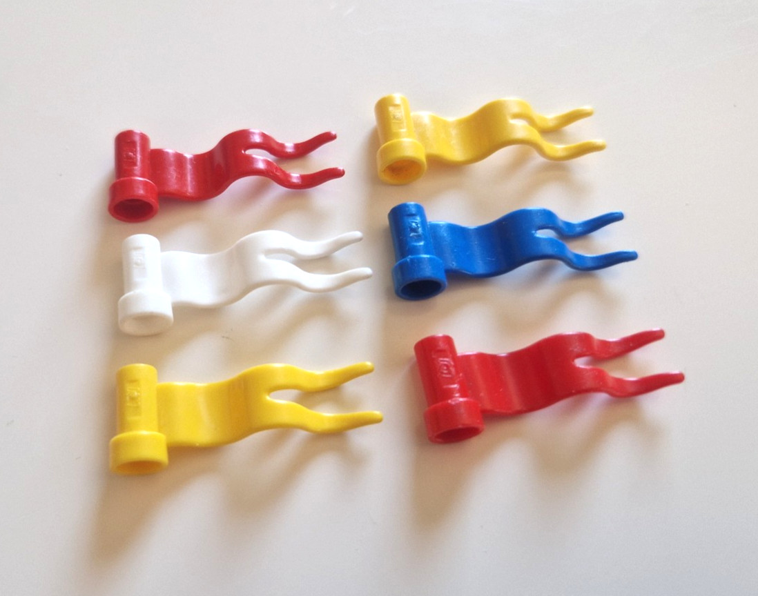 Lego 6x Fahne - Flagge - 4495a, 4495 Ritter Flaggen Konvolut Weiß Rot Gelb, 6086