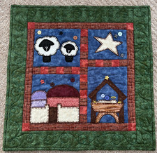 Christmas or Holiday Wall Hanging Quilt 18"X 18" Themed Appliqu d with Buttons