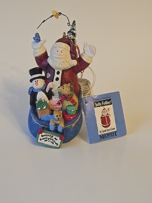 Midwest Sandi Gore Evans Jolly Follies Santa in Bag Christmas Ornament With Tag