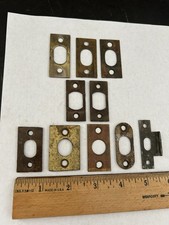 LOT 10 VINTAGE DOOR LOCK LATCH SLIDE BOLT ROUND OVAL STRIKE PLATE CATCH KEEPER