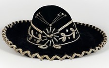 Vintage Black Pigalle Mariachi Sombrero Hat Costume Made in Mexico Child