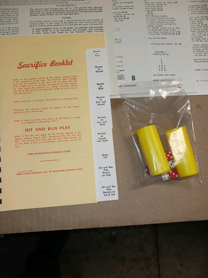 APBA MLB Baseball Board Game. Years 77, 78, 79. Charts, Box & Parts VG Shape. - Image 3 of 4