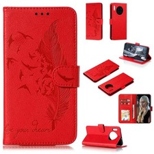 Feather Pattern Litchi Texture Horizontal Flip Leather Case with Holder & Wallet
