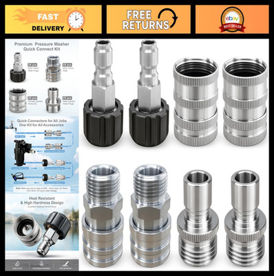 8Pcs Pressure Washer Quick Connect Kit, M22 to 3/8'' Adapter, Stainless Steel Hos