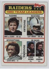 1981 Topps Team Leaders Mark van Eeghen Cliff Branch Lester Hayes #359 HOF 0ps8