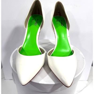 Pointed Toe D'Orsay Stiletto Pumps Mix No. 6 White Patent Dress Heels Womens 8M.