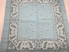 21" Light Blue WAMCRAFT Bandana Handkerchief USA Made Vintage RN 14193 COWBOY