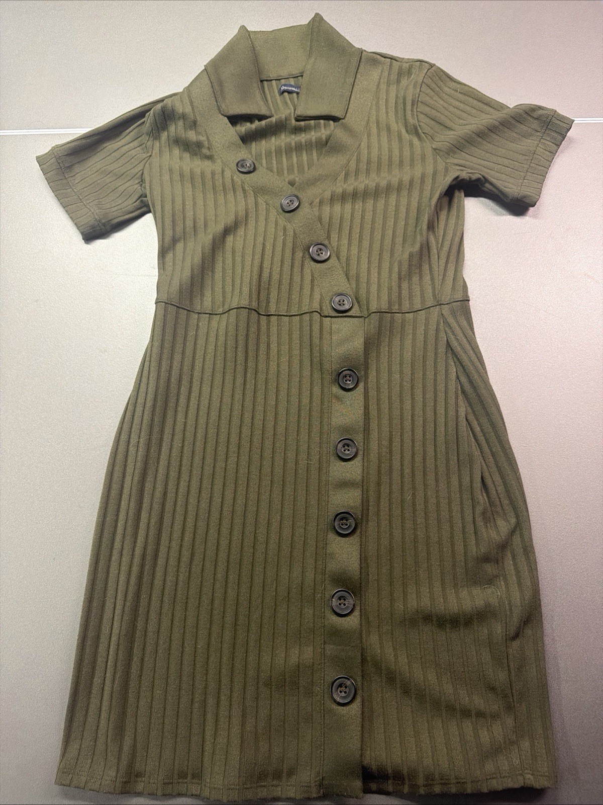 Abercrombie & Fitch Ribbed Knit Bodycon Dress Olive Green Short Sleeve Women S/P