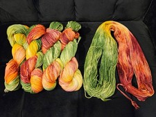Lot of 1 Hand dyed worsted weight Merino wool yarn Harvest colors 100 g 200 m