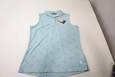 Level Wear Golf Niool Polo Womens Size Large Mute Blue W/Logo 971D New 01310537