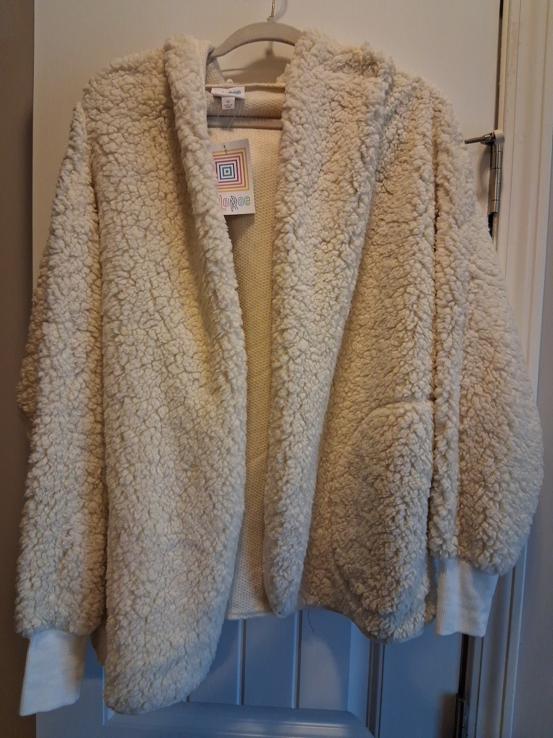 lularoe teddy bear jacket Size M  Solid Cream