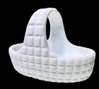 Duncan & Miller Vintage 1950’s Milk Glass Quilted Block Pattern Basket