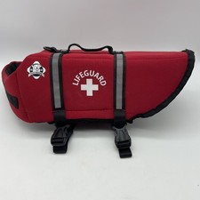 Dog Life Jacket Small Red Lifeguard Reflective Pet Flotation Vest Neoprene EUC