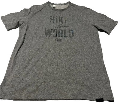 Decathlon Quechua ''Hike the World Travel More'' short-sleeve t-shirt gray. Size M