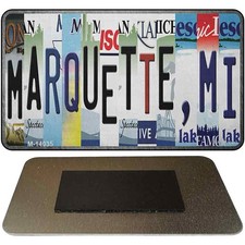Marquette MI Strip Art Novelty Metal Magnet 3.5" x 2" Magnet (M)