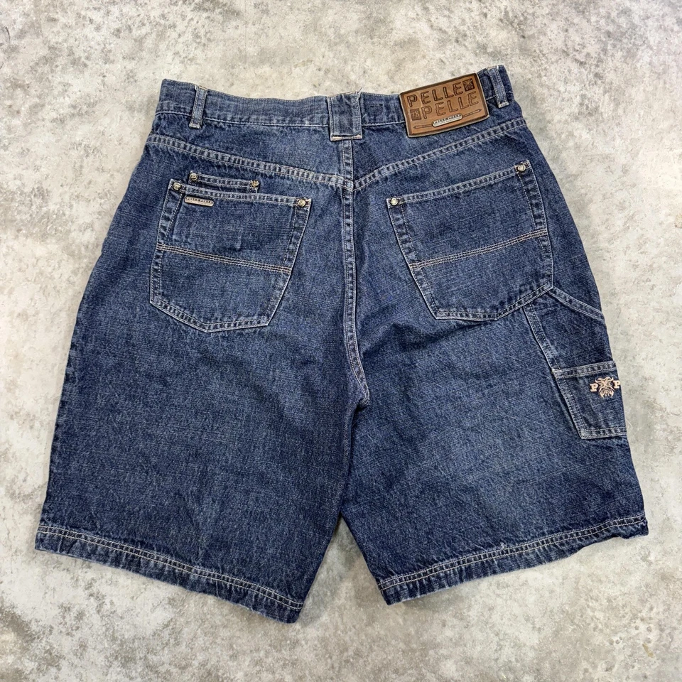 Pantalones Cortos Pelle Pelle Para Hombres 36 Vaqueros Sueltos Ropa de Calle Bordada Años 90 Foto 2 de 4