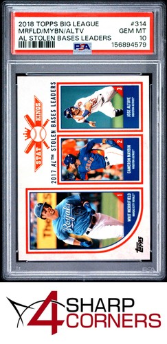 2018 TOPPS BIG LEAGUE AL STOLEN BASES LEADERS #314 JOSE ALTUVE POP 2 PSA 10