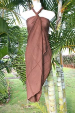 Hawaii Pareo Sarong Plus Sized Solid Brown Luau Cruise Beach Pool Wrap Dress 