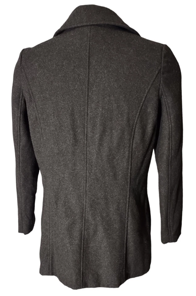 KC Collections Wool Jacket Large Womens Pea Coat Double Breasted Button Up Black - Image 3 of 4