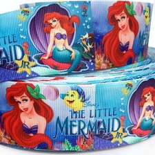 GROSGRAIN RIBBON 5/8", 7/8", 1.5", 3" Little Mermaid Ocean Fish Printed