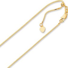 .85mm Solid Adjustable Box Chain Necklace REAL 14K Yellow Gold Up To 22" 3.3grm