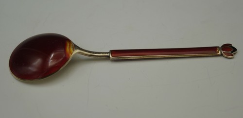 CUCHARA DE PLATA ESTERLINA DAVID ANDERSEN NORWAY ESMALTE GUILLOCHE 5" DDA3 - Imagen 4 de 8