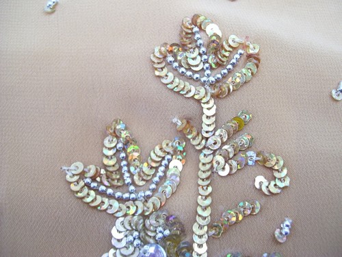 SAREE SARI INDIAN DESIGNER EMBROIDERY WEDDING FABRIC LADIES TAN PARTY GOWN DRESS - Picture 5 of 12