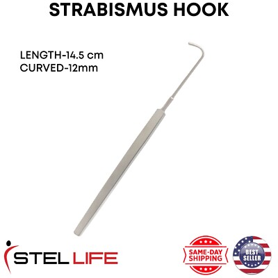 Strabismus Hook Curved Hook 12mm Stainless Steel Ophthalmic Surgical Instruments