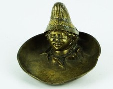 ANTIGUA TINTERO VIENA BRONCE TINTERO FIGURA DUENDE DUENDE GNOMO ELFO ENANO 1900s