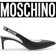 NEW 550 Moschino Vitello Black Pump Leather Heels Size EU 39