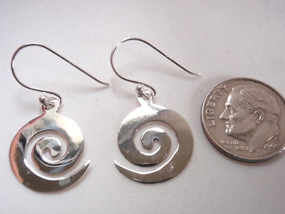 Thick Spiral 925 Sterling Silver Dangle Earrings