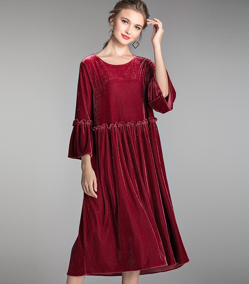 long sleeve velvet shift dress EVEREVE Women's Carina Velvet Shift Dress, Size XL, Black, Cotton