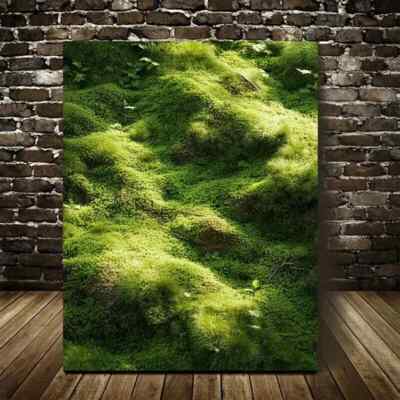 Vibrant Green Moss Grass Meadow Painting Metal Print Ready to Hang