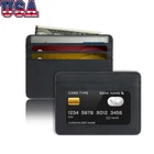 Minimalist Slim PU Leather ID Credit Card Holder Black Mini Unisex Wallet Window