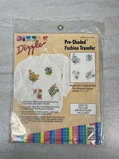 VTG Dizzle Art Pre-Shaded Iron On Fashion Transfer 14x17 Four Flower Designs