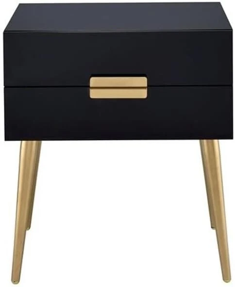 Acme Denvor Rectangular Wooden End Table in Black and Gold - Image 3 of 4