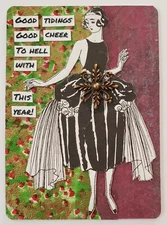 Collage Art Card ACEO ATC Flapper Vintage Christmas Wrapping Paper This Year