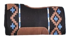 Showman 34" x 36" Black & Brown Memory Felt Bottom Saddle Pad w/ Woven Wool Top