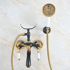 Black Gold Brass Wall Mounted Claw Foot Bath Tub Faucet with Hand Shower ana552