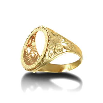 Ring 9 kt Gold Mersham Jewels Fleur de Lis Halb Souverän Montierung