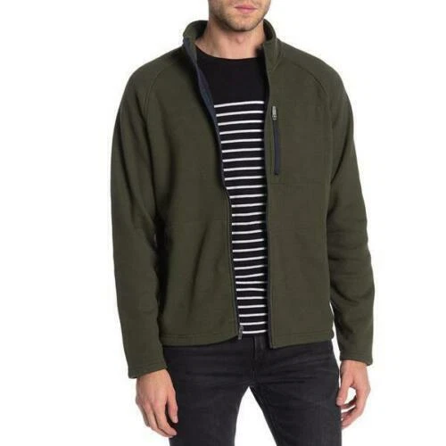 Tailor Vintage Waffle Bonded Fleece Full Zip Jacket Green Size M