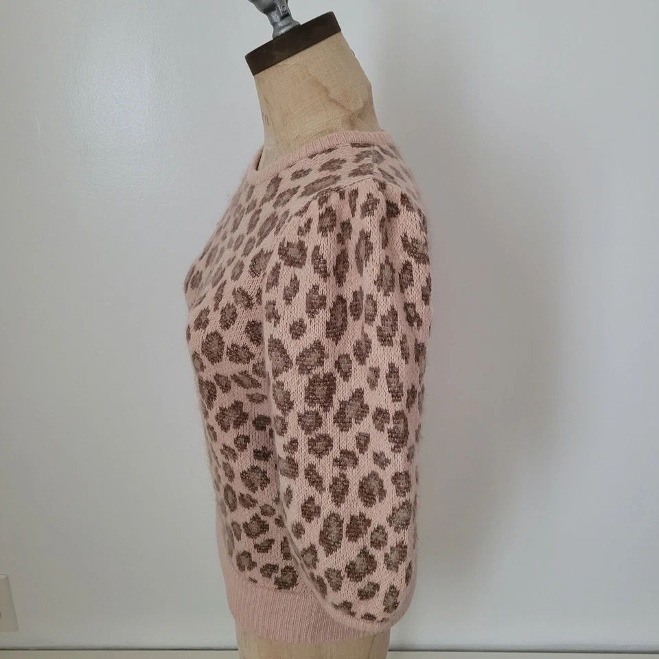 Demylee × J. Suéter Crew Estampado Leopardo S Puff Manga Corta Suéter Lana Mohair Foto 3 de 4