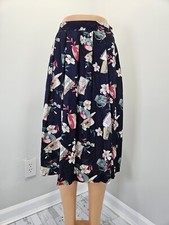 Koret Vintage Parisian Vacation Print Pleated Skirt Womens Petite 12 Made in Usa