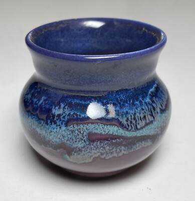 Purple Blue Ceramic Vase Small Signed Neher Studio 2012 2.25''