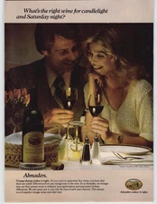 1980 Almaden Vineyards Wine Vintage Print Ad Candlelight Romantic Dinner Photo 