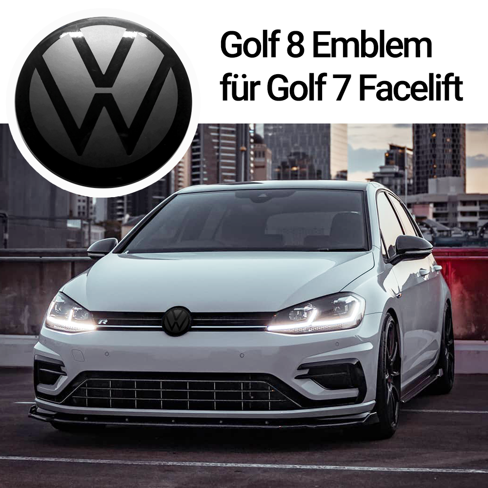 VW Golf 8 Look für Golf 7 VII Facelift Front Emblem Schwarz Zeichen New  Design
