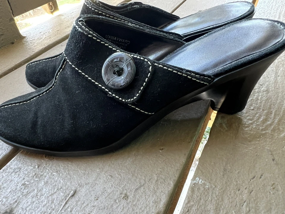 Zapatos sin cordones para mujer Anne Klein iflex negros gamuza talla US 7,5 tacón sin cordones. Foto 2 de 4